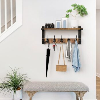 Wall Hooks with Shelf, Coat Rack Wall Mount