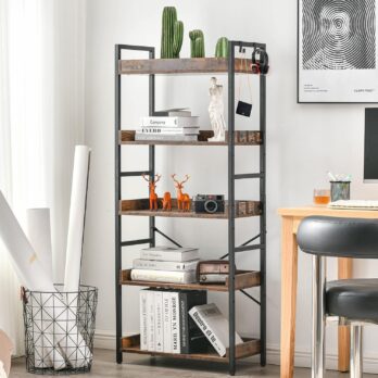 Adjustable 5-Tier Open Bookcase